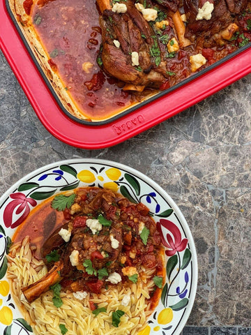 Baked dish with Brava chef's pan for pasta toppings