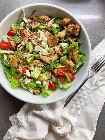 salad bowl with baked chicken